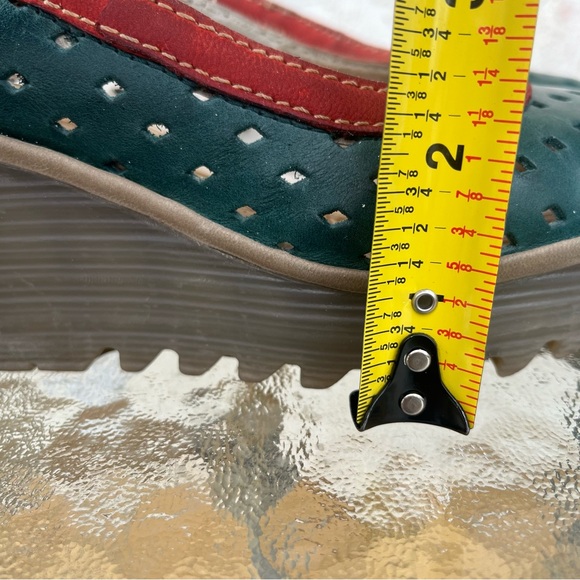 Fly London Yeo Perf Petrol Wedge Platform Slip On Walking Shoe - Picture 8 of 16